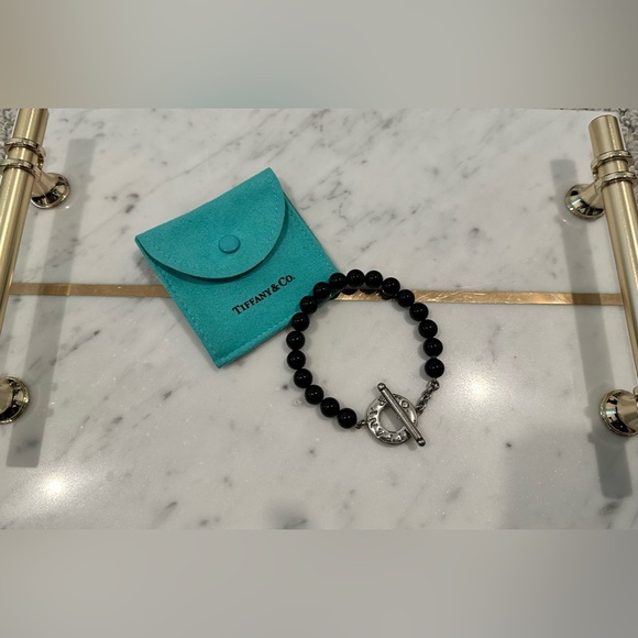 RARE VINTAGE Tiffany & Co Black Onyx Beads Toggle Bracelet - Picture 2 of 4